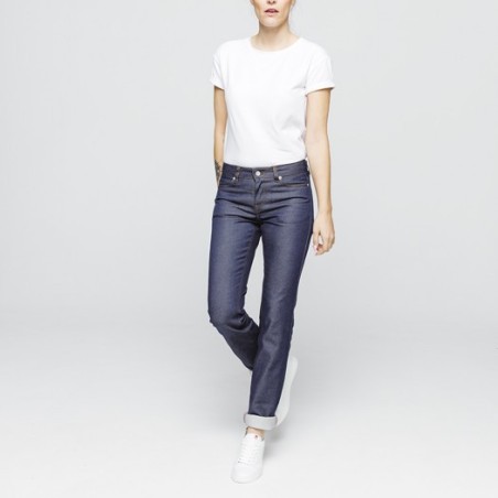 Jeans femme droit denim original brut Marque 1083 en coton biologique