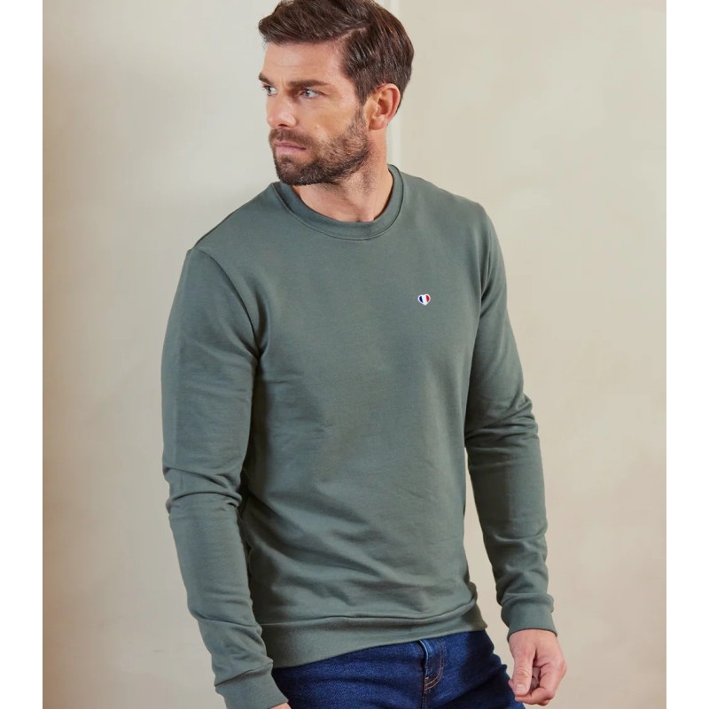 Sweat homme vert sauge en coton biologique marque COCORICO