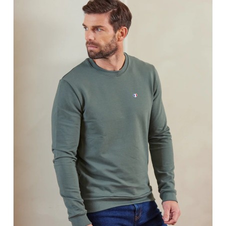 Sweat homme vert sauge en coton biologique marque COCORICO