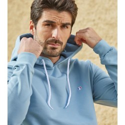 Hoodie homme bleu ciel en coton biologique marque COCORICO