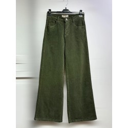 Pantalon droit velours milleraie Marque Aroma en coton fabriqué en Italie