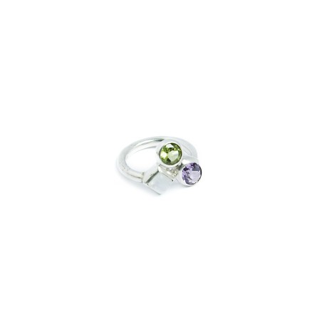 Bague People Tree Argent 3 pierres semi-pierre